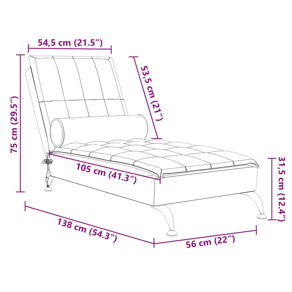 Chaise Longue Massaggi con Capezzale Nero in Tessuto CFW7862393