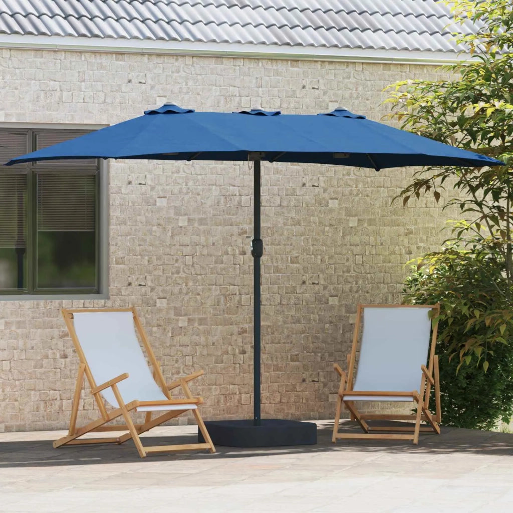 Ombrello da giardino-Ombrellone da spiaggia Azzurro 385 x 209 x 244 cm Poliestere