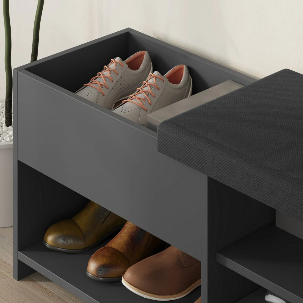 Mobile Portascarpe Nuri, Scarpiera 8 Paia, 120x41x51h cm Nero Antracite