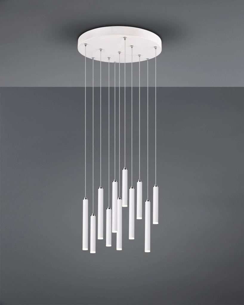TUBULAR SOSPENSIONE LED 30,8W 3850lm, 3000K ROTONDA 11 TUBI BIANCA DIMMERABILE CON INTERRUTTORE D. 2,2 D. 40CM