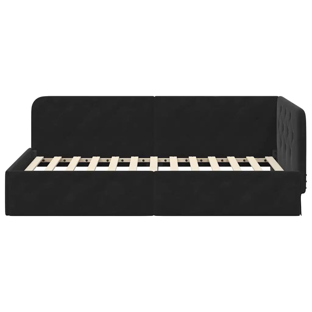 Cornice del letto ad angolo Nero 100 x 200 cm Velluto
