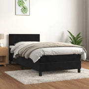 Giroletto a Molle con Materasso-Struttura Letto Nero 90x190 cm in Velluto 496280