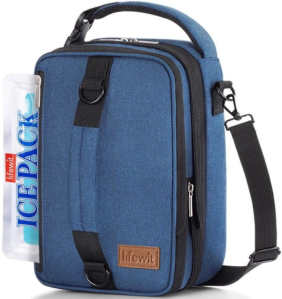 Borsa Insolata per Picnic, Borsa per Cibo con Spalle Portatili e 2 Elementi Freddi, Borsa Isolante per Uomo e Donna, Borsa per Lavoro e Scuola, 6,5L, Blu