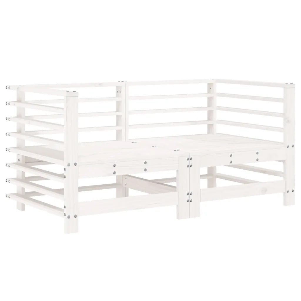 Set Salotto da Giardino 7 pz Bianco in Legno Massello di Pino
