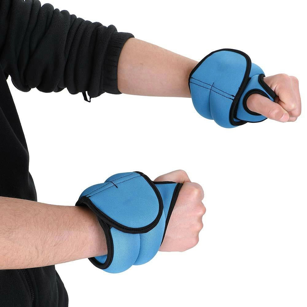 Set 2 Pesi Polsi e Caviglie 1 kg Allenamento Palestra Aerobica Fitness Blu