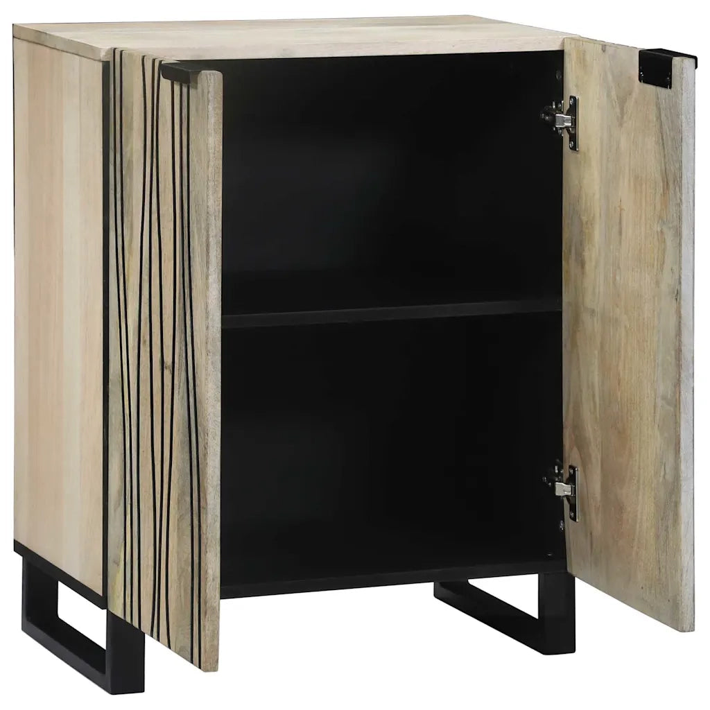 Credenza-Buffet-Armadio da cucina Bianco 60 x 33.5 x 75 cm Legno massello di mango 183586