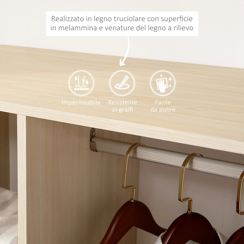 Appendiabiti con 3 Ripiani e Attaccapanni ¨C zephmum ¨C 80x40x128 cm, Beige