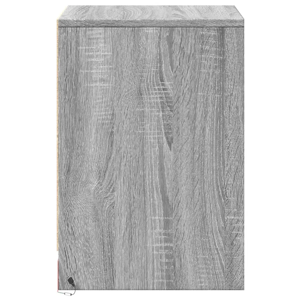Comodini con Luci LED 2pz-Set di 2 Tavolino da notte Grigio Sonoma in Legno Multistrato 846272