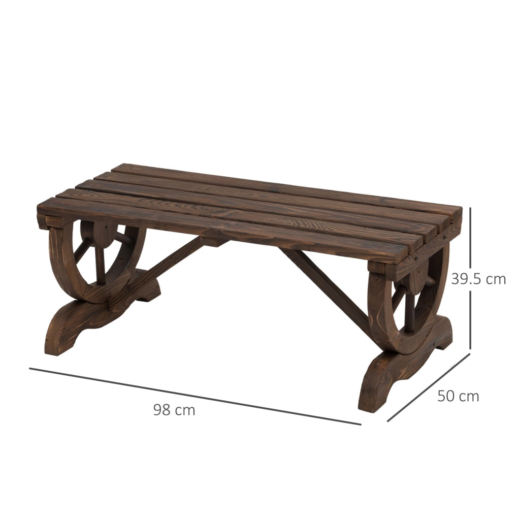 Panchina da giardino rustica in legno 98 x 50 x 39;5 cm; marrone