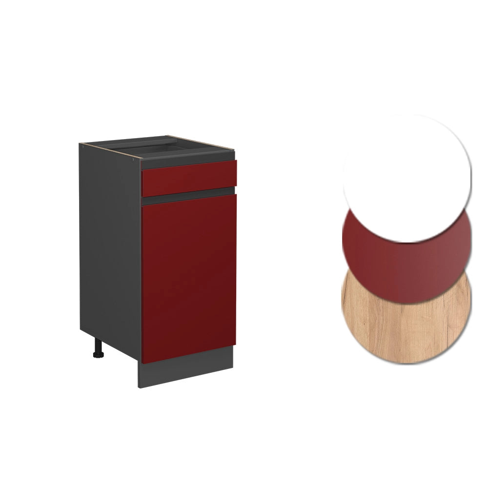 Vicco Mobiletto base per cucina Rosso 40 cm Forma a J, senza piano di lavoro