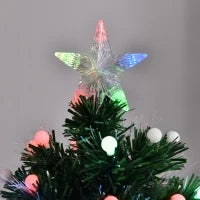 Albero di Natale Artificiale 150cm con 170 Luci LED e Fibre Ottiche, Albero di Natale con Luci Incorporate e 170 Rami e Base in Metallo Pieghevole, Verde