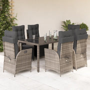 Set da Pranzo da Giardino 7 pz con Cuscini in Polyrattan Grigio 3213330