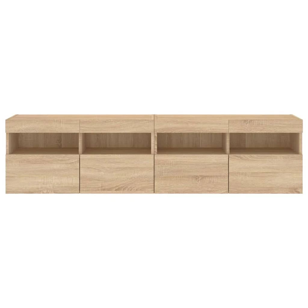 Mobile TV multimediale da parete mensola TV credenza mobile TV sala da pranzo soggiorno camera da letto luci LED 2 pezzi rovere Sonoma 80 x 30 x 40 cm marrone 02_0029181