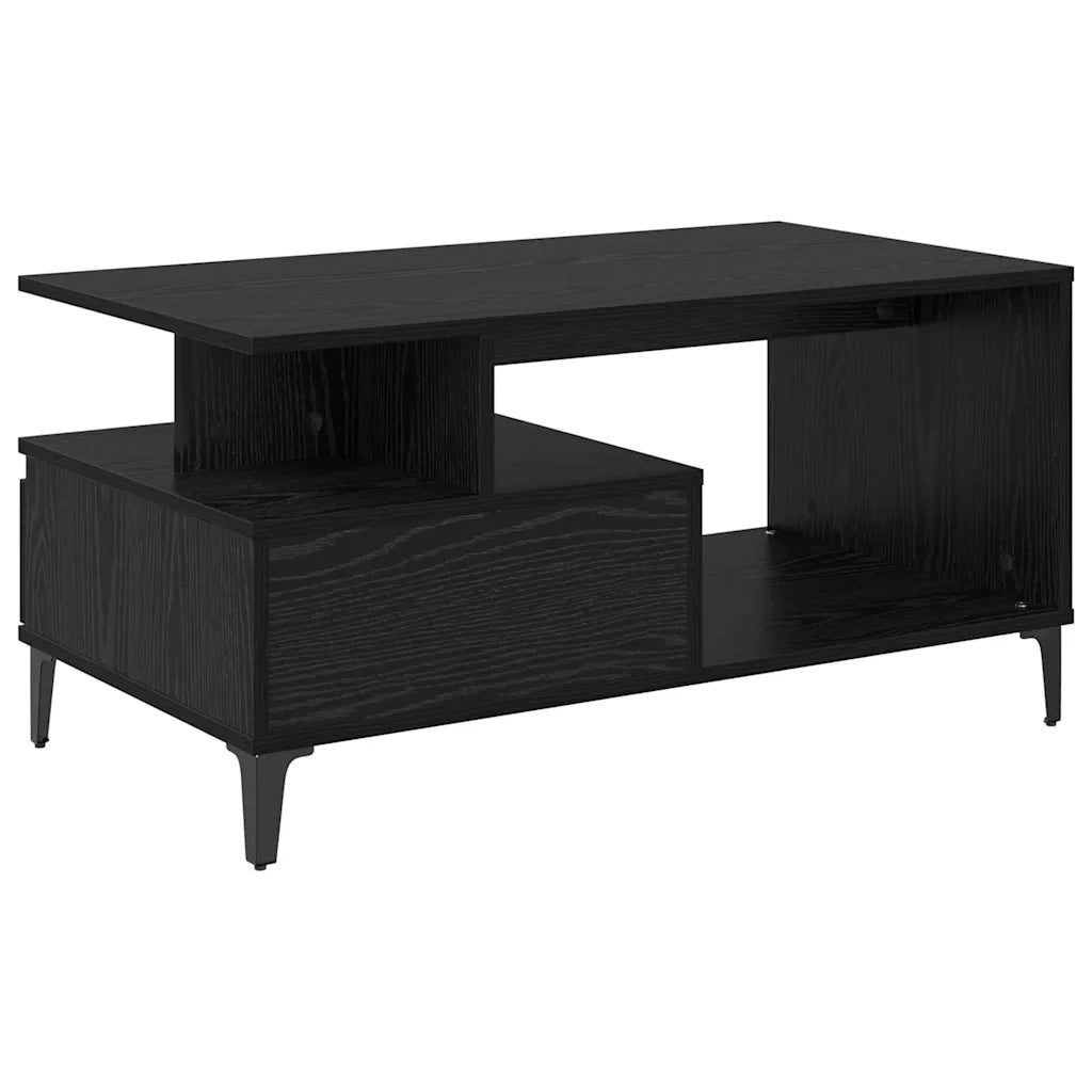 Tavolino da salotto con cassetto Rovere Nero 90 x 49 x 45 cm 881053