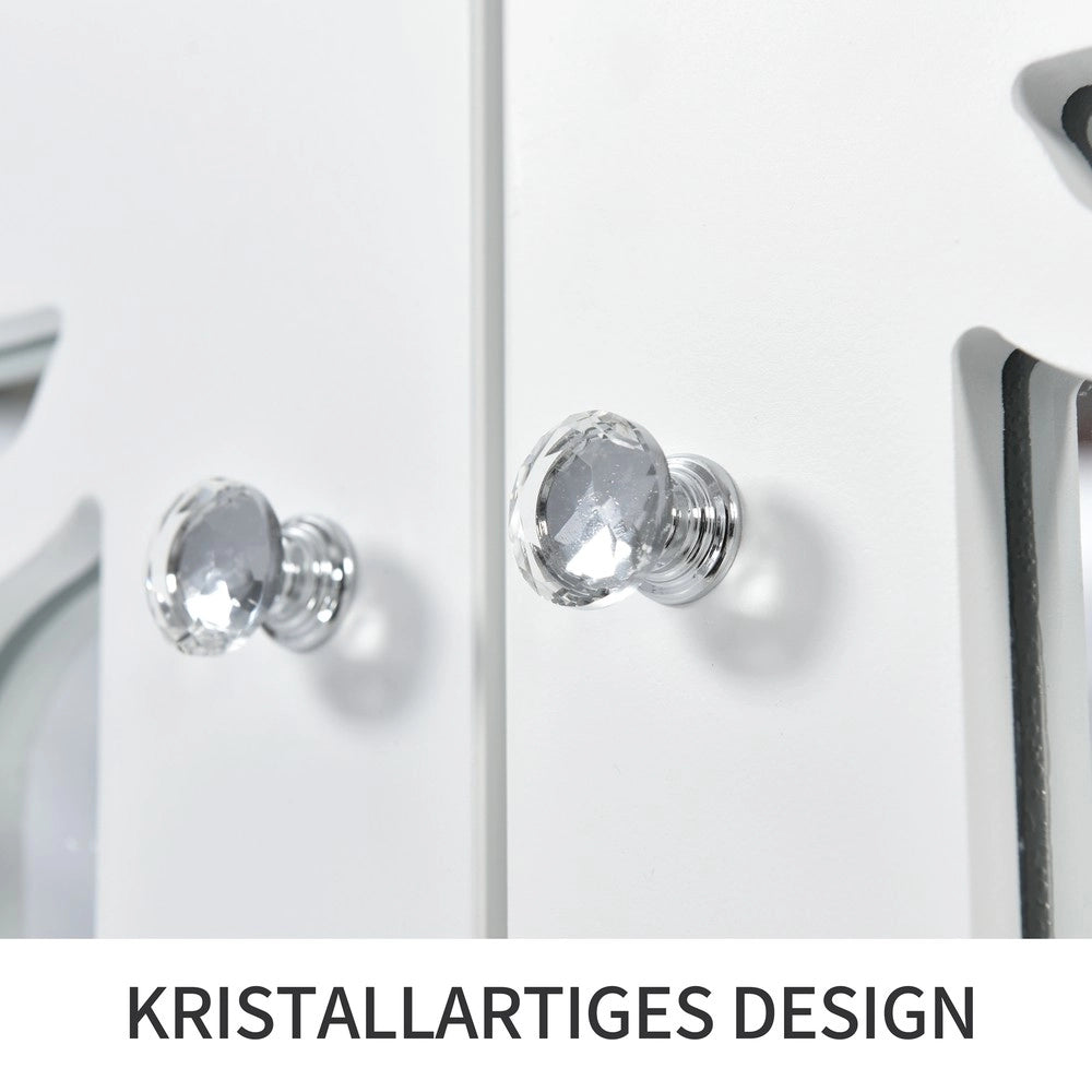 Credenza a Specchio con 4 Ante e Cristallo ¨C Xylo ¨C Bianco, 160x40x84 cm