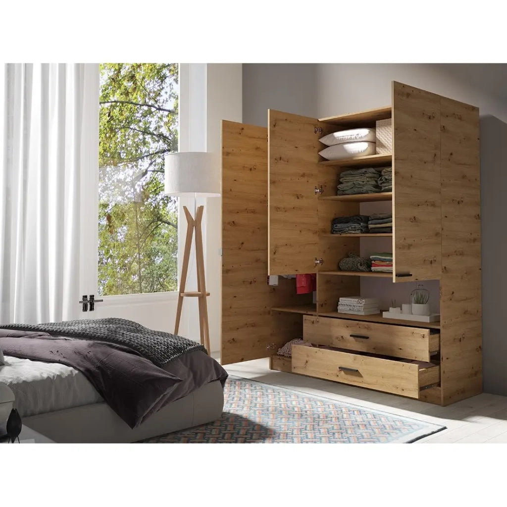 Armadio a 3 ante MEIJE - Design moderno con specchio e nicchia a vista
