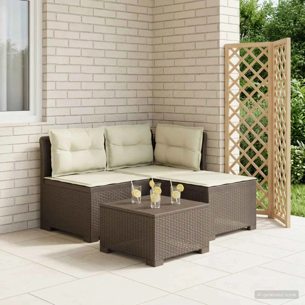 Divano da giardino 3 posti con cuscini in look rattan 3 posto 8011916
