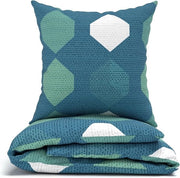 Set di lenzuola 135 x 200 cm, cotone, lenzuola per l'intero anno, verde geometrico premium
