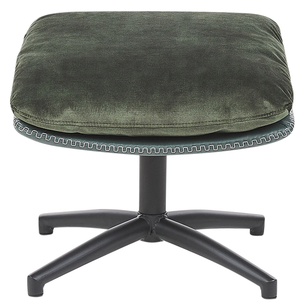 Poltrona girevole con poggiapiedi Velluto verde Base singola Seduta imbottita