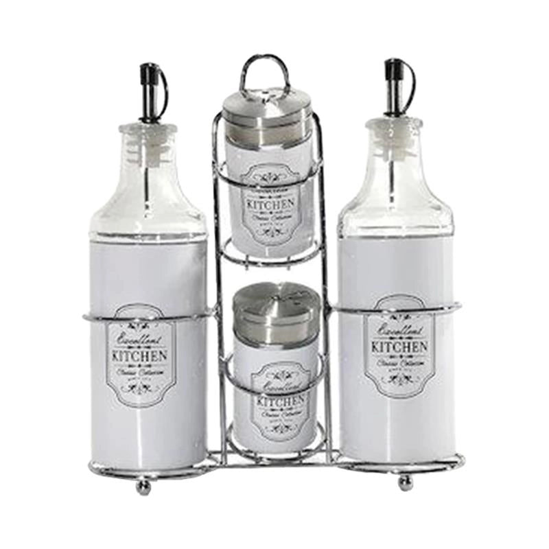 SET 4 SPARGITORI OLIERIA SALE PEPE E ACETO IN VETRO PER LA CUCINA COLORE BIANCO 27HX7,5X21 CM OKX