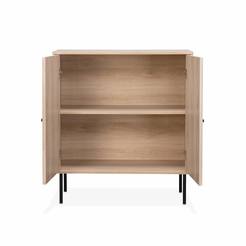 Credenza scanalate effetto legno a 2 ante, 83.5cm, marrone naturale