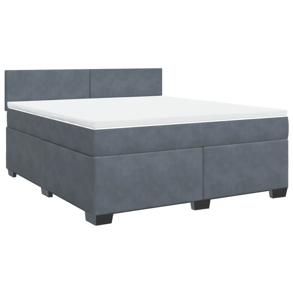 Giroletto a Molle con Materasso Grigio Scuro 180x200 cm Velluto