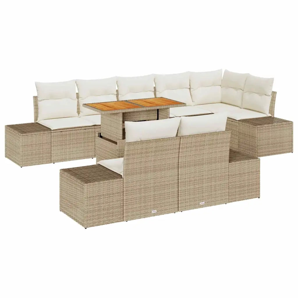 Set Divano da Giardino 9 pcs Beige Poly Rattan 3358717