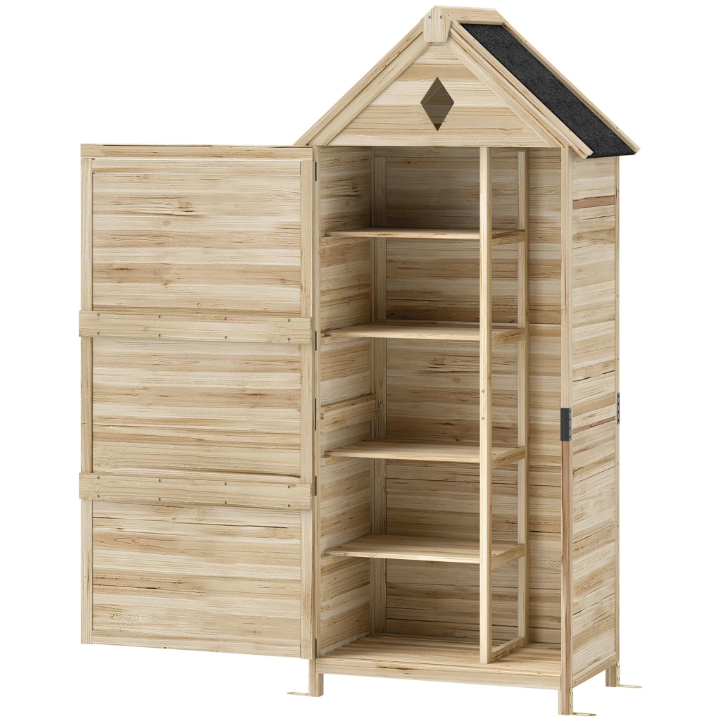 Capanno da giardino con 4 ripiani ¨C zephmum ¨C legno, tetto in asfalto, marrone chiaro, 80x49x170 cm