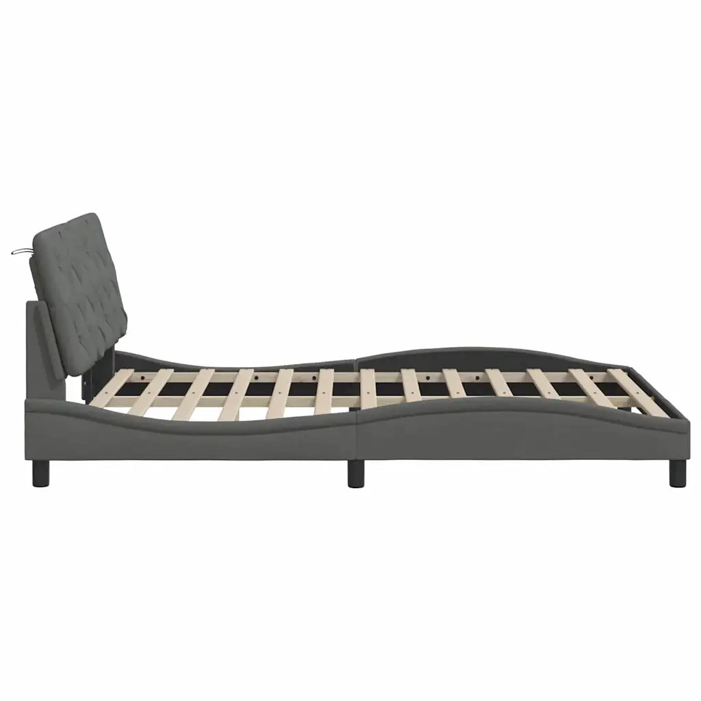 Giroletto con LED senza Materasso-Struttura Letto Grigio Scuro 140x190 cm