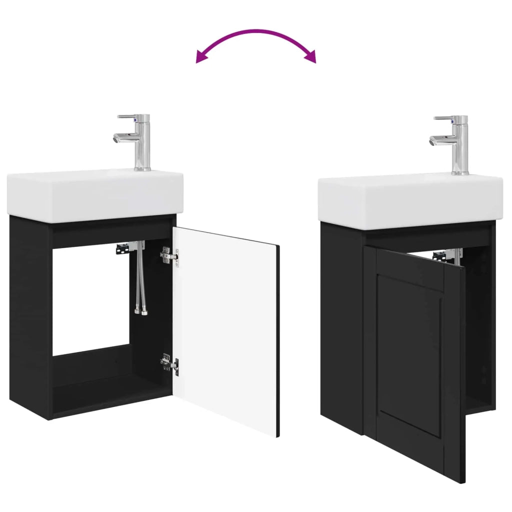 Mobile bagno con rubinetto Nero 45,5 x 22,5 x 84 cm 889512