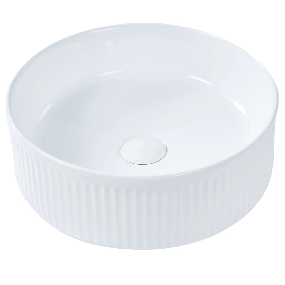 Lavandino da appoggio Ceramica bianca  ⌀ 37 cm Lucido Lavandino ovale per bagno Stile moderno