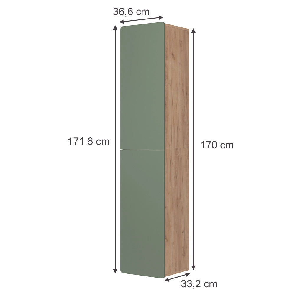 Vicco Mobiletto da bagno Quercia verde/oro 36.6 x 171.6 cm