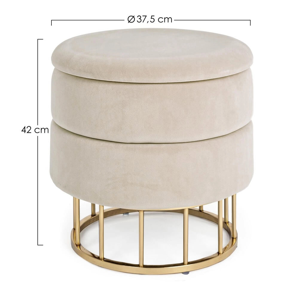 Pouf Contenitore Rotondo in Velluto con Base Dorata - SERENA