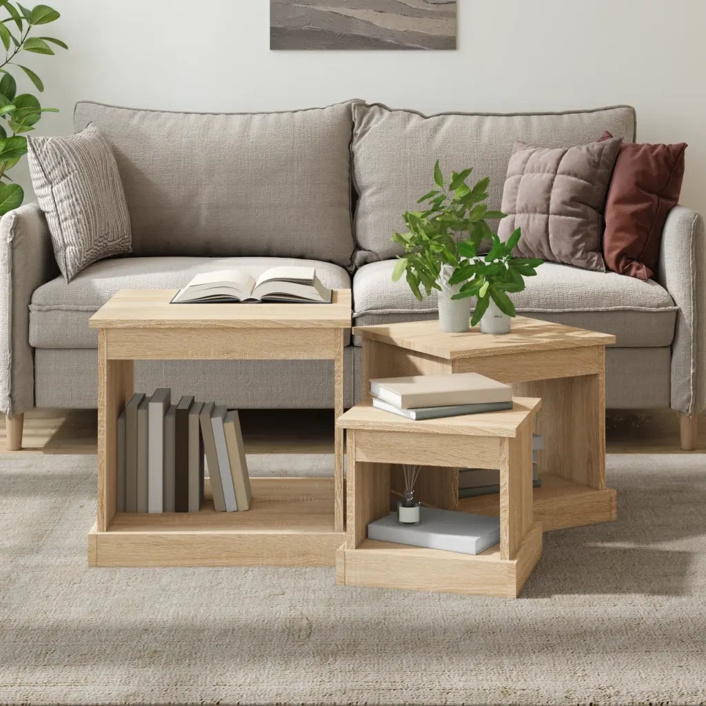Tavolini da Salotto 3 pz Rovere Sonoma in Legno Multistrato