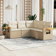 Set Divano da Giardino 5 pz con Cuscini Beige in Polyrattan 3259202