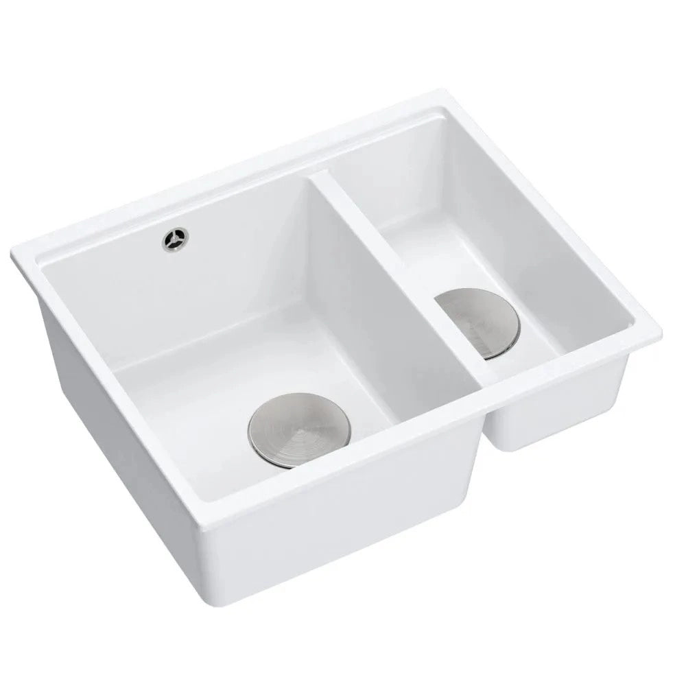 Lavello In Granito Logan 150 White Tappo acciaio