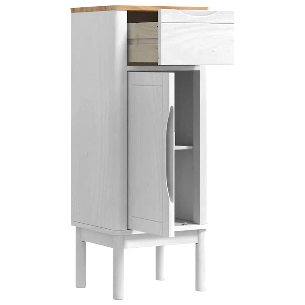 Mobiletto da bagno moderno per riporre oggetti in casa 35 x 30 x 90 cm in legno massello di pino bianco 02_0058950