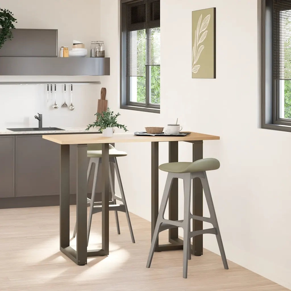 Gambe per tavolo da bar a forma di T 2 pz nere 60x35x(100-101) cm in acciaio