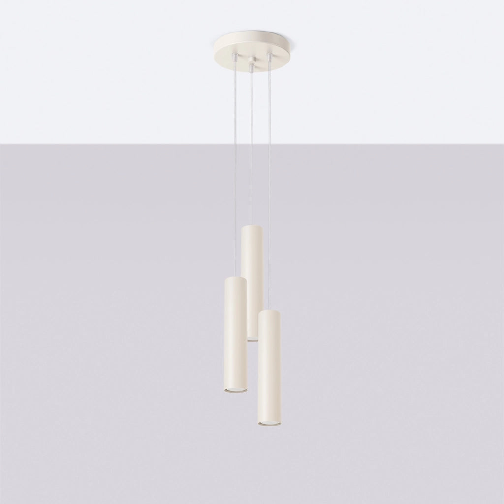 Lampada a tubo in acciaio LAGOS a 3 lampadine beige GU10 LED montaggio a parete IP20