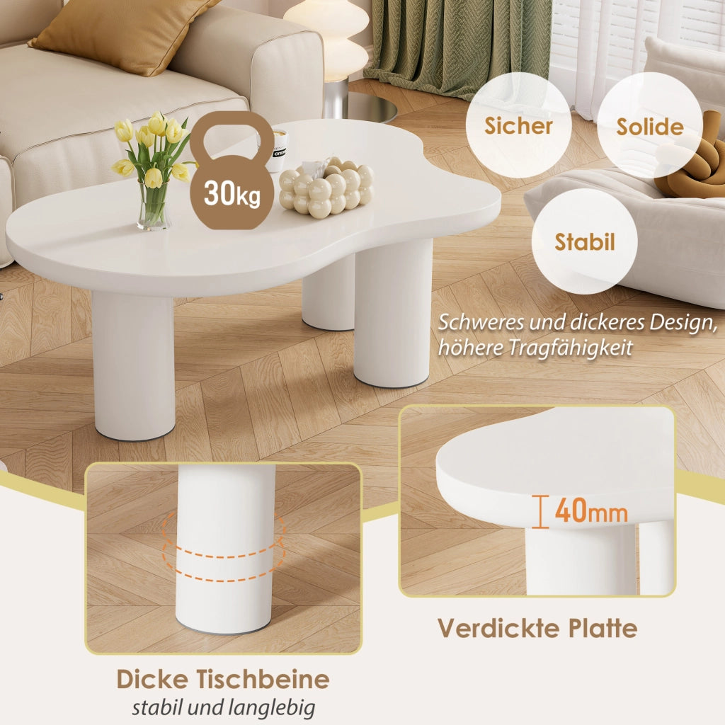Tavolino da caffè a forma di nuvola 107x66x40;5 cm in MDF e PVC bianco