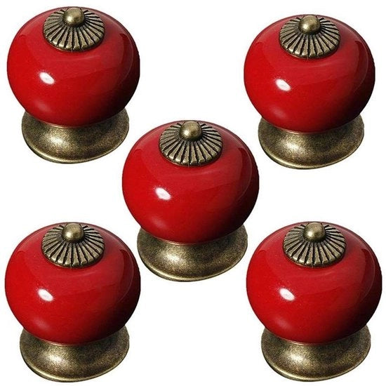 Pommano Vintage a Sfera con Maniglione in Ceramica - 5 Unità - Finitura di Alta Qualità