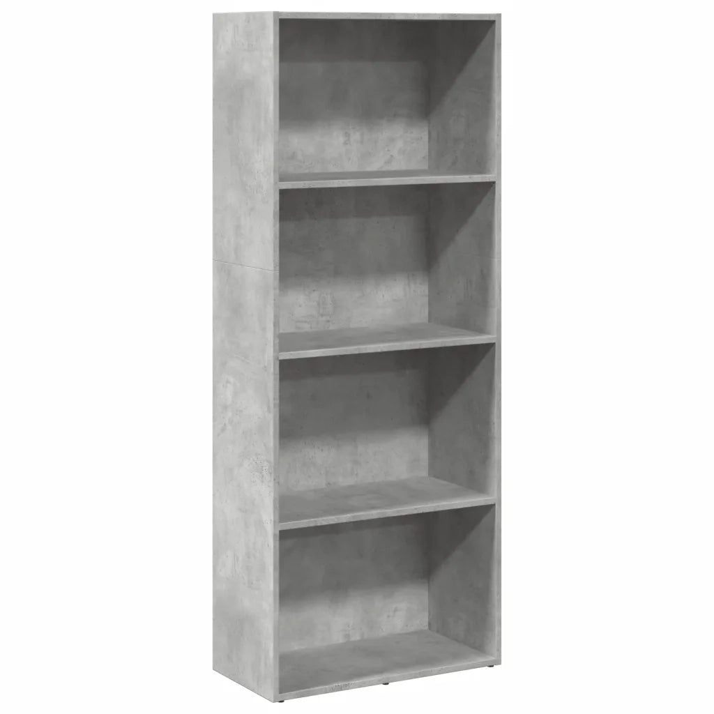 Libreria-Scaffale per Libri-Mobile di Stoccaggio Grigio Cemento 60x30x152 cm in Legno Multistrato