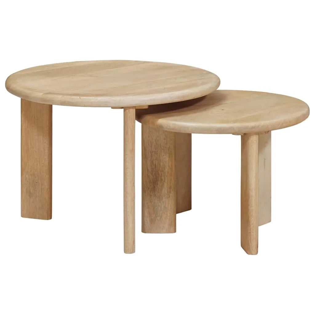 Tavoli da Caffè Nido 2 pcs Nero Legno di mango massello