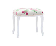 Pouff imbottito tessuto farfalla legno shabby bianco 43x33x43 - Mobili 2G
