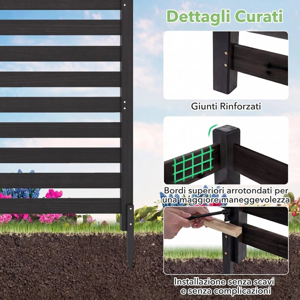 Recinzione da Giardino in Legno Massello, Schermo per Privacy da Esterno Regolabile, Pannelli Privacy da Giardino per Condizionatore e Bidoni della Spazzatura e Divisorio di Spazio (Nero)
