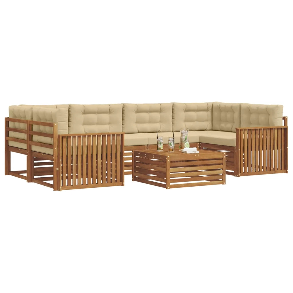 Set di divani da esterno con cuscino 7 pcs Naturale e Beige