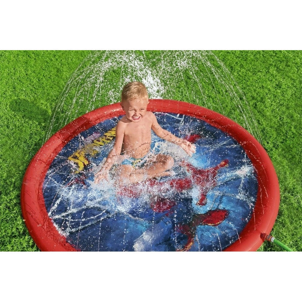 Trade Shop - Tappeto Tappettino Spruzzi Piscina Gonfiabile Con Fontana Spider-man 165cm 98792 -
