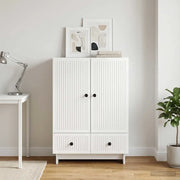 Credenza Bianco Lucido 66 x 34,5 x 95 cm Legno ingegnerizzato 893979