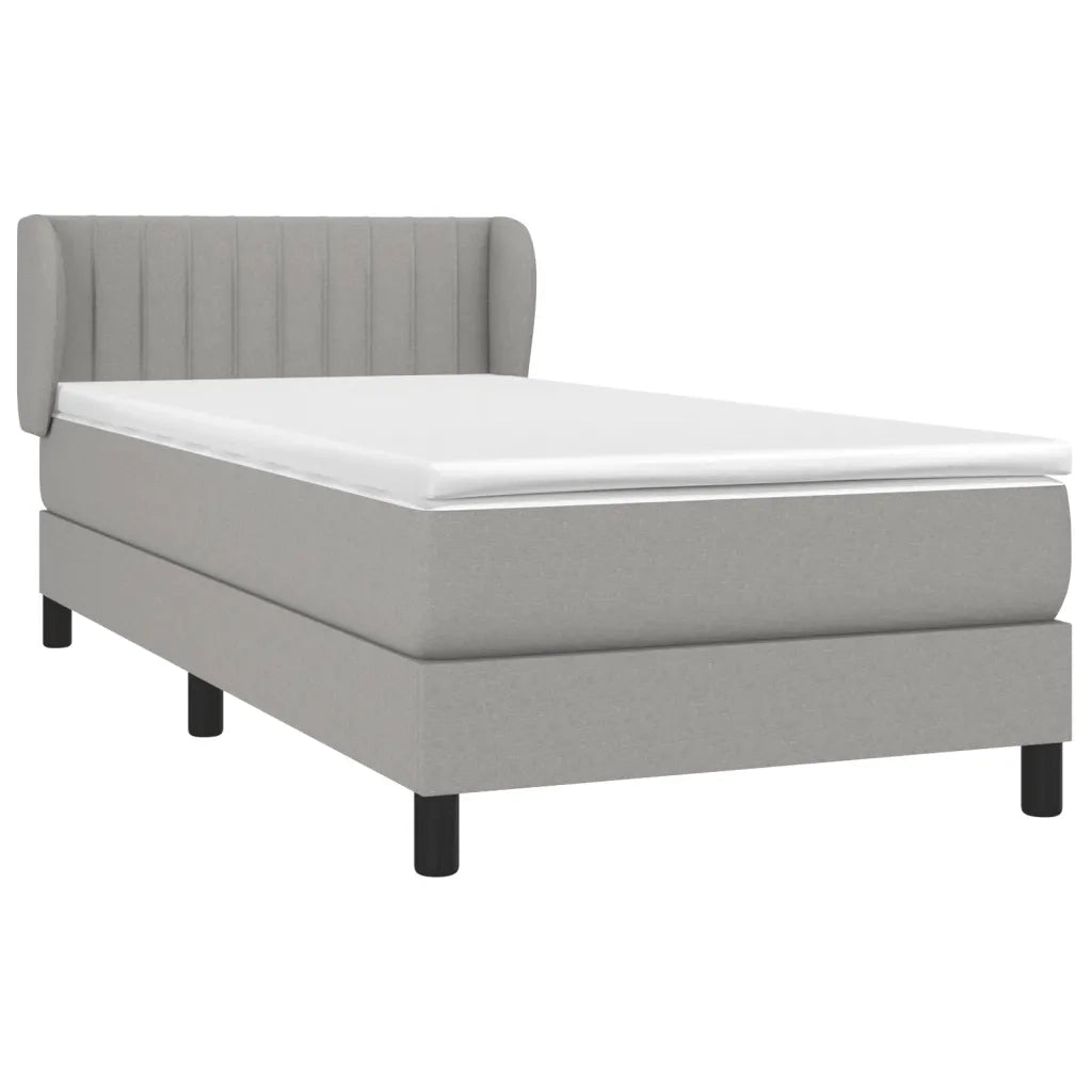 Letto singolo | Letto per adulti | Giroletto a Molle con Materasso Grigio Chiaro 90x190 cm Tessuto