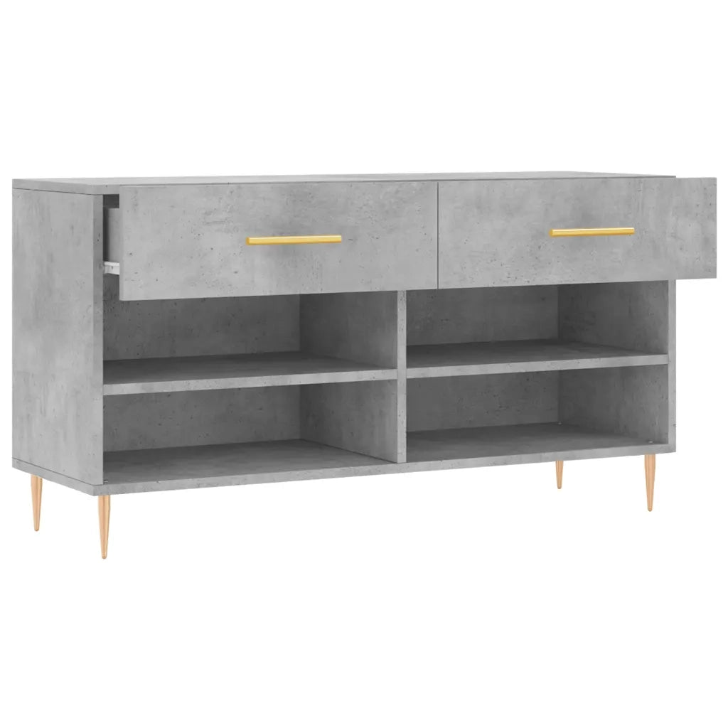Panca Porta Scarpe | Scarpiera | Mobile per scarpe Grigio Cemento 102x35x55cm Legno Multistrato